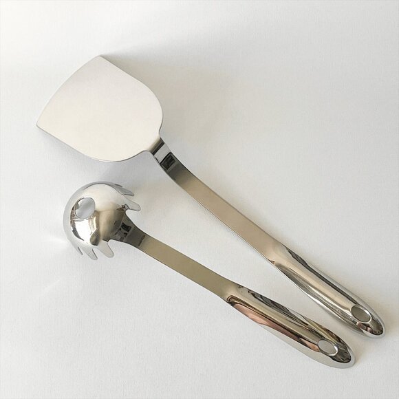 2 All-Clad Large Spatula Turner 14.5" Pasta Ladle 11.5" Heavy Duty - Picture 2 of 6